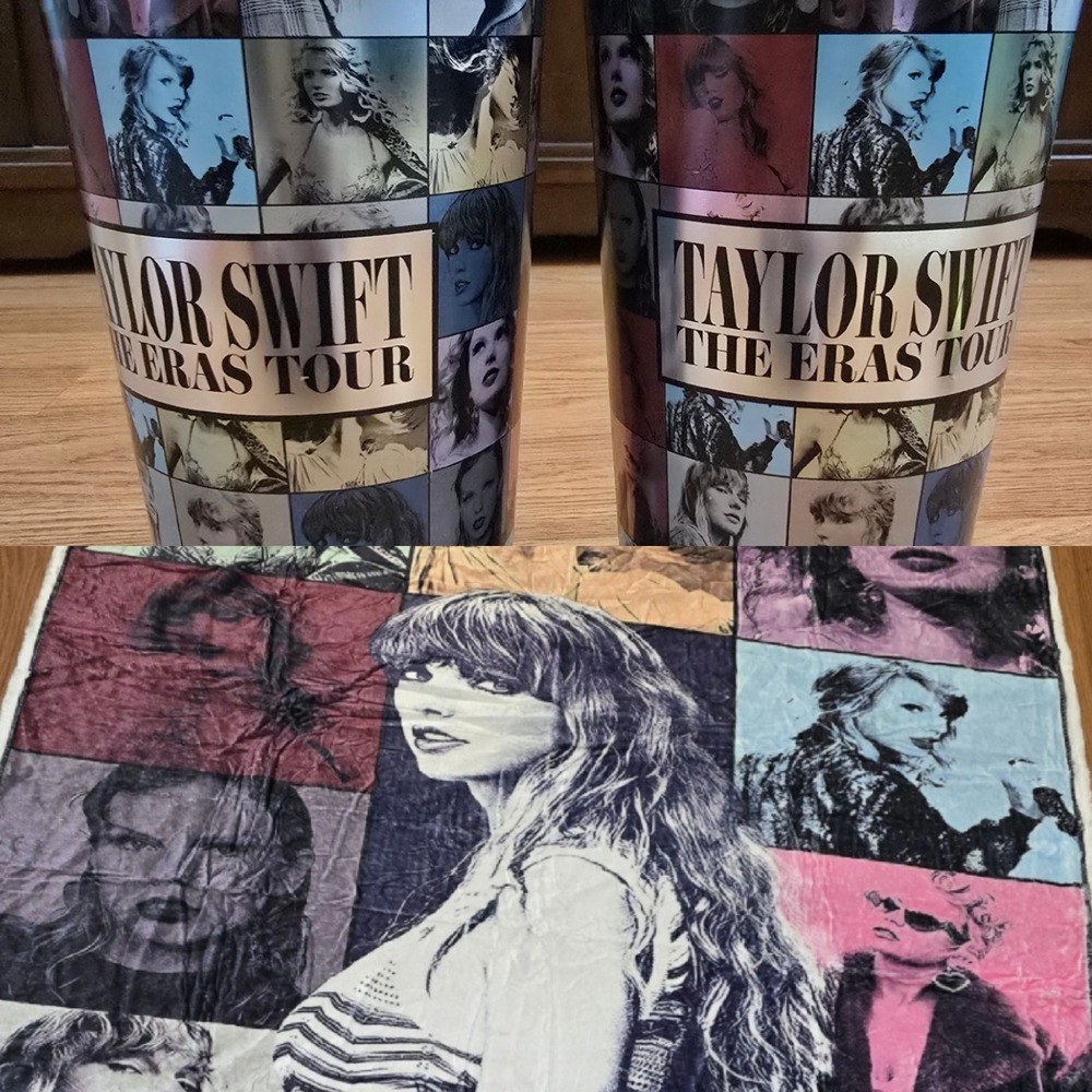 Taylor Swift Eras Tour Bundle 40x50‎ Plush Throw Blanket +2 Exclusive Movie Cups